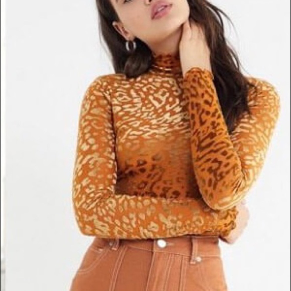 Out From Under Leopard Print Velvet Mock Neck